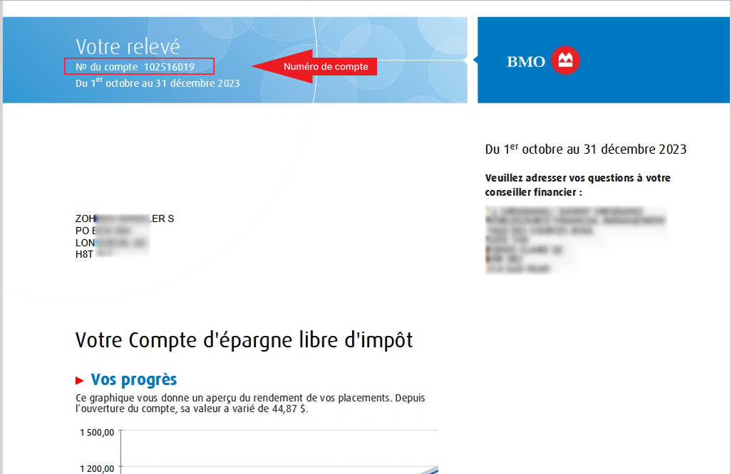 Image de référence du numéro de compte